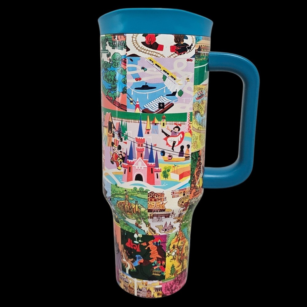 2026 Disney Vintage Park Maps & Brochure Icons Stainless Steel 40oz Tumbler NEW
